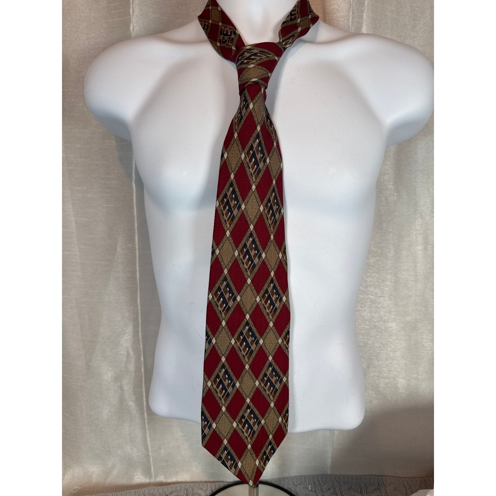 Robert Talbott‎ Parisian Silk Blend Men's Tie Red Gold Diamond Pattern